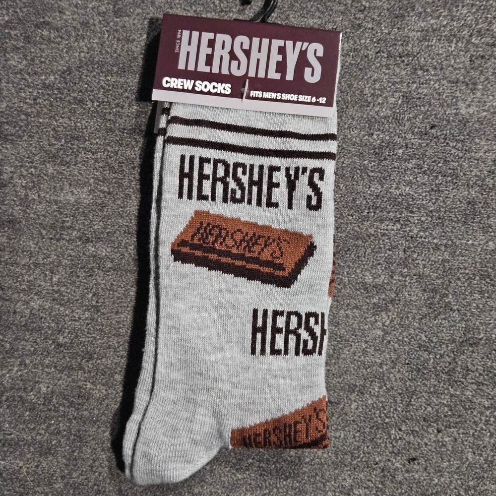Hershey's Milk Chocolate Bar Men's Crew Socks Gray Brown Size 6-12